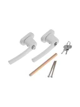 Ручка для окон ПВХ ТУНДРА с замком, алюминий, 32 мм, белая, набор 2 шт.