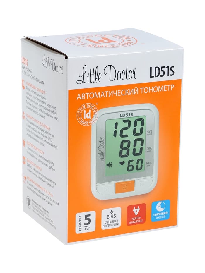 Тонометр Little Doctor LD 51S, автомат, голосовое сопровождение, манжета 25-36 см, с адаптером