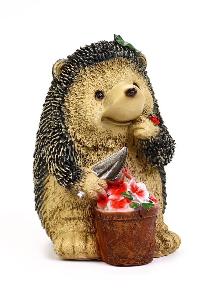 Садовая фигура из полистоуна «Ёжик с цветочным горшком», 20×17×26 см