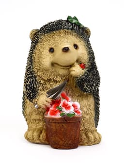 Садовая фигура из полистоуна «Ёжик с цветочным горшком», 20×17×26 см