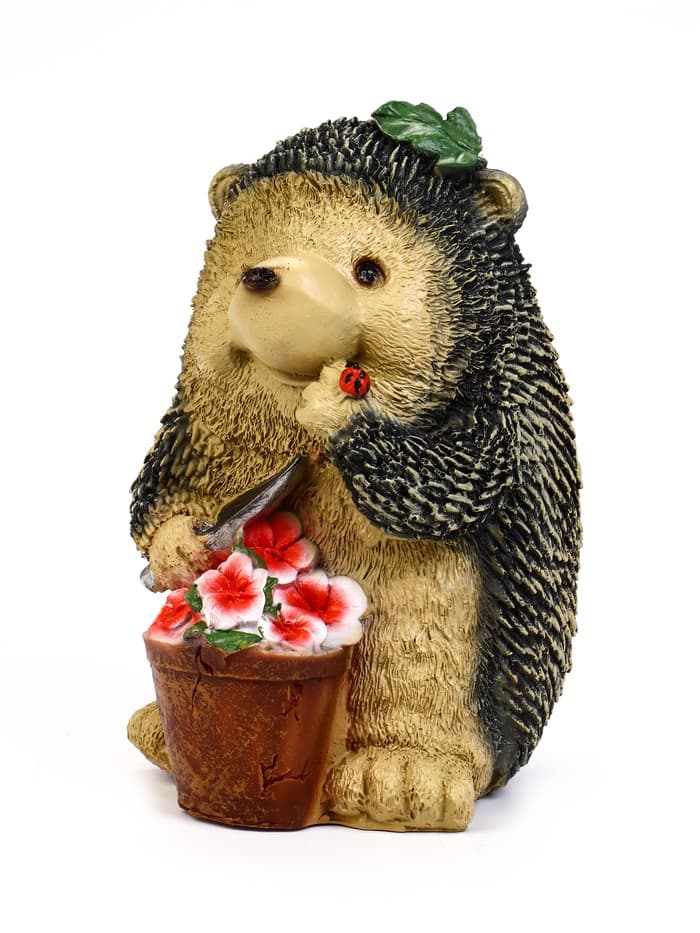 Садовая фигура из полистоуна «Ёжик с цветочным горшком», 20×17×26 см