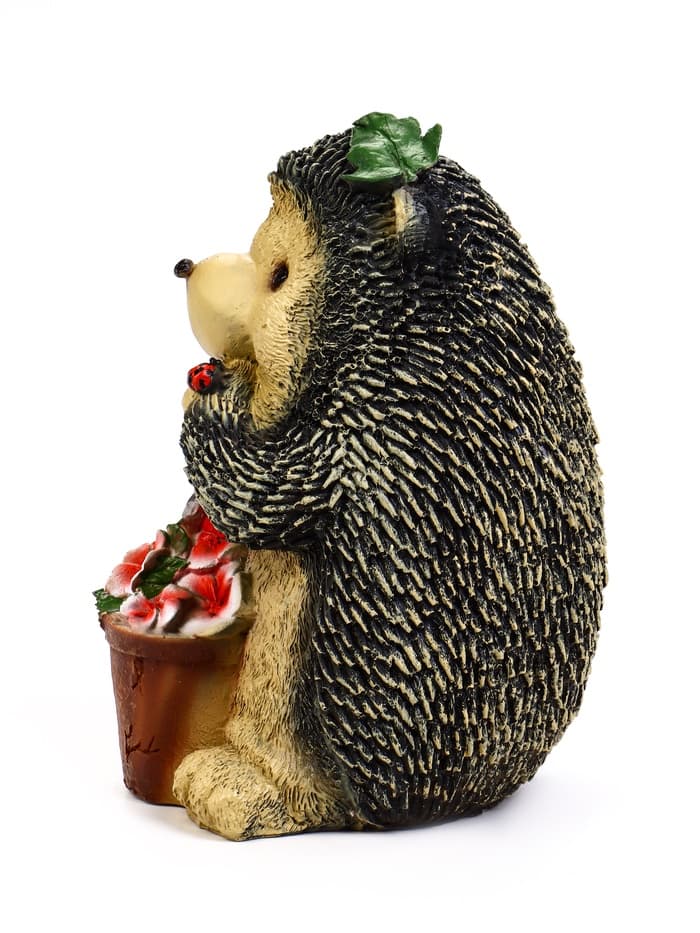 Садовая фигура из полистоуна «Ёжик с цветочным горшком», 20×17×26 см
