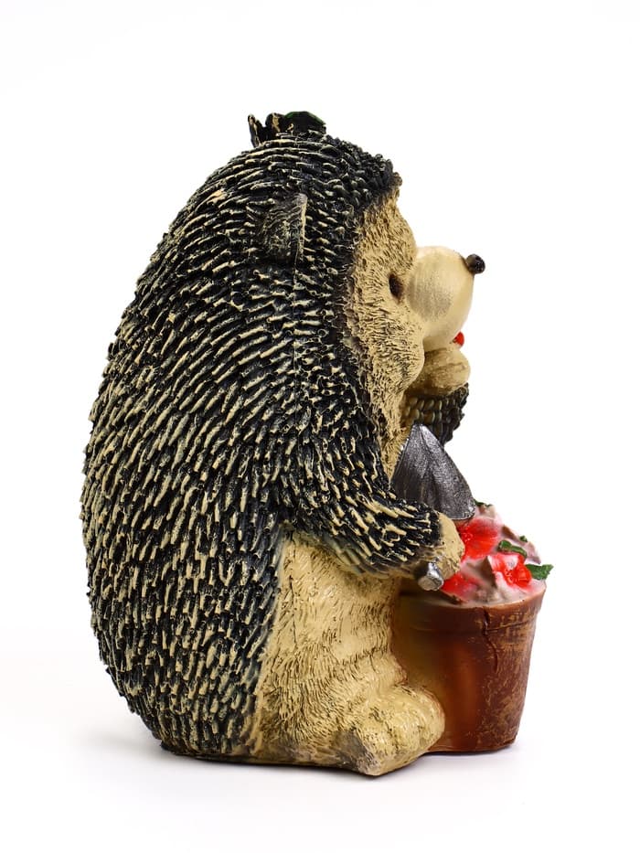 Садовая фигура из полистоуна «Ёжик с цветочным горшком», 20×17×26 см