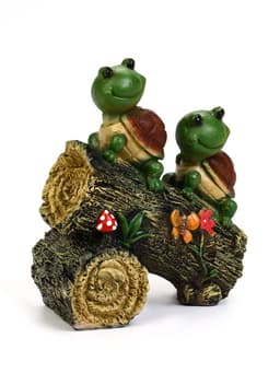 Садовая фигура из полистоуна «Черепашки на бревне», 24×13×25 см