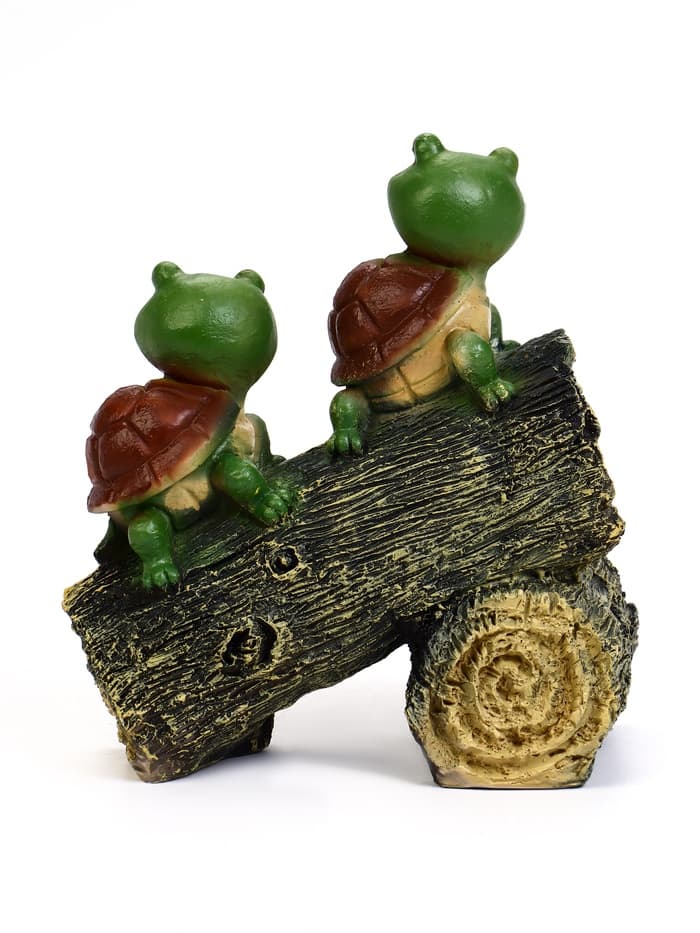 Садовая фигура из полистоуна «Черепашки на бревне», 24×13×25 см