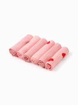 Платки носовые детские «Крошка Я» Pink Heart, 20×20 см, набор 6 шт., муслин, 100 % хлопок, розовые