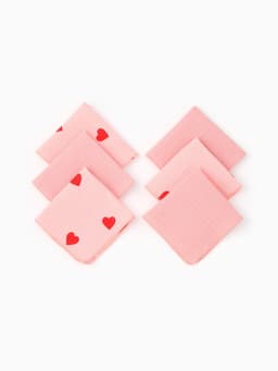 Платки носовые детские «Крошка Я» Pink Heart, 20×20 см, набор 6 шт., муслин, 100 % хлопок, розовые