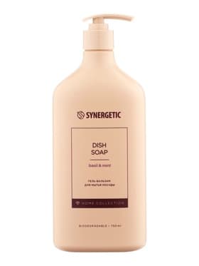 Гель-бальзам для мытья посуды SYNERGETIC базилик и свежая мята, 750 мл