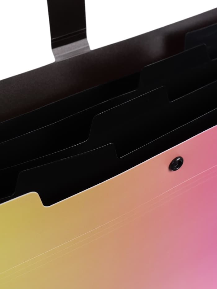 Папка А4 Radiance, 5 отделений, 600 мкм, на кнопке, жёлтый/розовый градиент