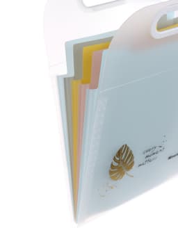 Папка А4 Eco, 6 отделений, 650 мкм, вертикальная, с ручкой, прозрачная, с рисунком