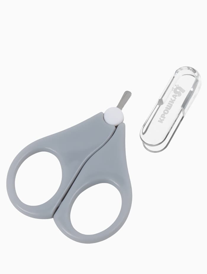 Ножницы маникюрные, детские, с защитным колпачком, серые