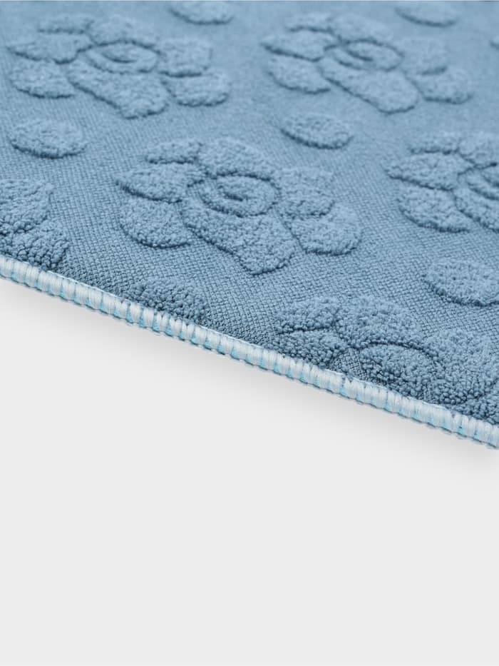 Коврик для сушки посуды «Цветы», 50×38 см, синий