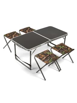 Набор складной мебели: стол, 4 стула, 102×50×44.5/61 см, чёрный, с дубовыми листьями