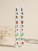 Набор свечей античных, 2.2×25 см, 2 шт. «Новогодние пёсики», белые, 8×28×2.3 см