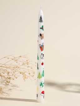 Набор свечей античных, 2.2×25 см, 2 шт. «Новогодние пёсики», белые, 8×28×2.3 см