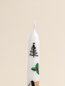 Набор свечей античных, 2.2×25 см, 2 шт. «Новогодние пёсики», белые, 8×28×2.3 см