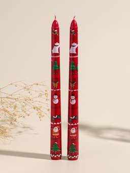 Набор свечей античных, 2.2×25 см, 2 шт. «Новогодние персонажи», красные, 8×28×2.3 см