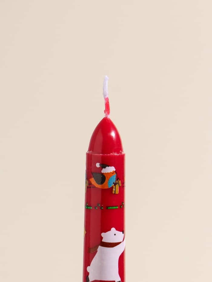 Набор свечей античных, 2.2×25 см, 2 шт. «Новогодние персонажи», красные, 8×28×2.3 см