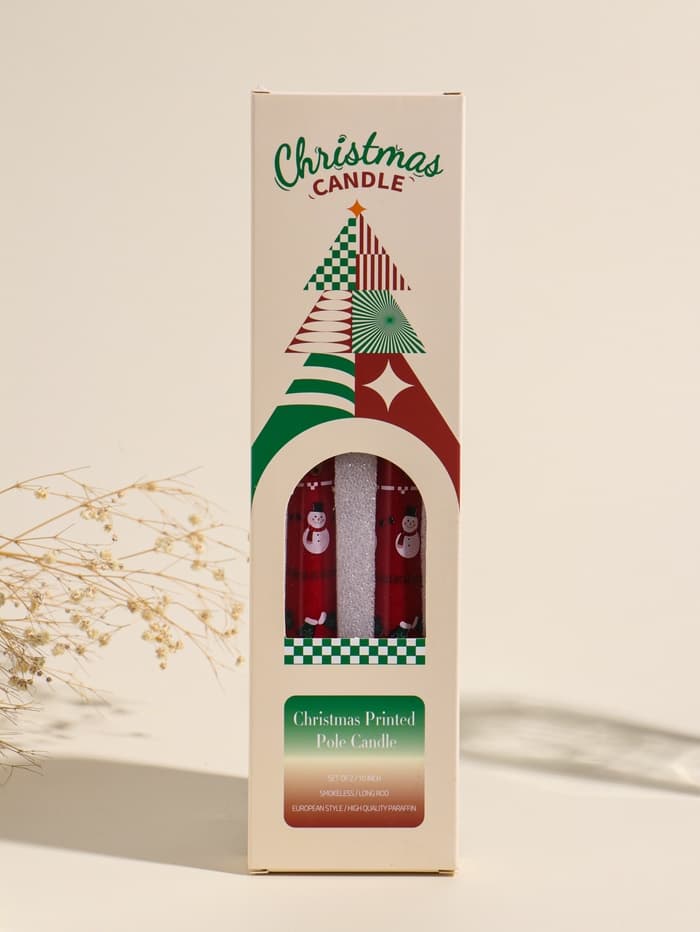 Набор свечей античных, 2.2×25 см, 2 шт. «Новогодние персонажи», красные, 8×28×2.3 см