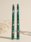 Набор свечей античных, 2.2×25 см, 2 шт. «Новогодние персонажи», зелёные, 8×28×2.3 см