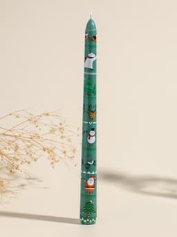 Набор свечей античных, 2.2×25 см, 2 шт. «Новогодние персонажи», зелёные, 8×28×2.3 см