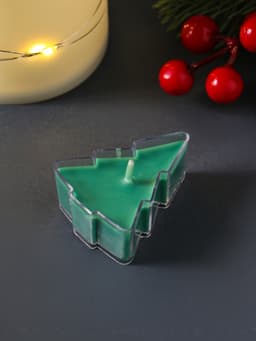 Ароматическая свеча чайная «Ель», зелёная, аромат рождественская ночь, 5×4×2.1 см