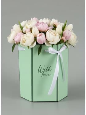 Коробка - переноска подарочная для цветов «С любовью», 17×14.8×19.5 см, шестигранник