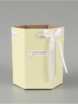 Коробка - переноска подарочная для цветов «С любовью», 17×14.8×19.5 см, шестигранник