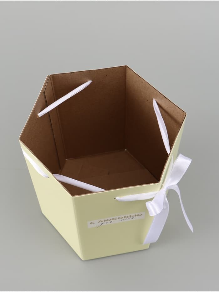 Коробка - переноска подарочная для цветов «С любовью», 17×14.8×19.5 см, шестигранник