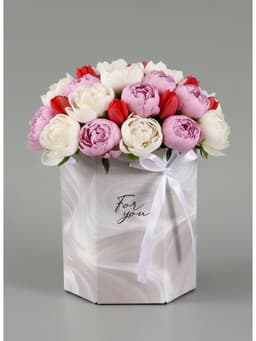 Коробка - переноска подарочная для цветов «Для тебя», 17×14.8×19.5 см, шестигранник