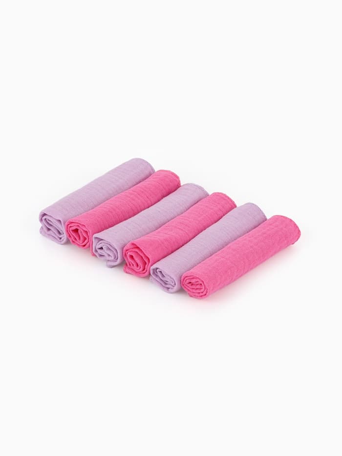 Платки носовые детские «Крошка Я. Лиловый персик», 20×20 см - 6 шт., муслин, 100 % хлопок