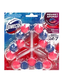 Туалетные блоки для очищения унитаза «Доместос» свежесть океана и нежность пиона, 3 шт. по 50 г