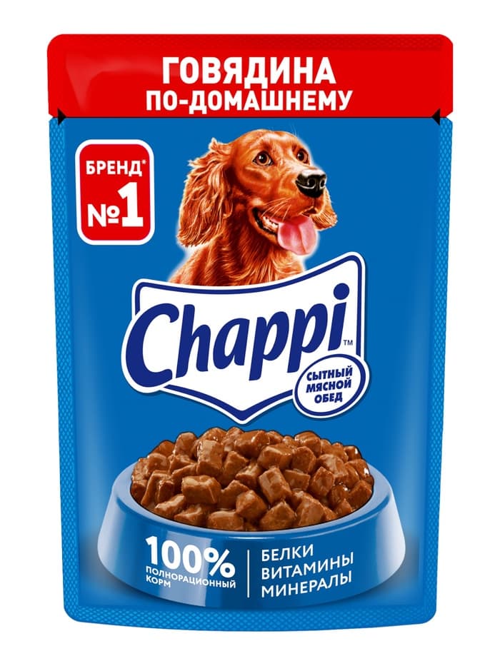 Влажный корм для собак Chappi, с говядиной по-домашнему, пауч, 85 г