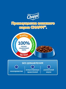 Влажный корм для собак Chappi, с говядиной по-домашнему, пауч, 85 г
