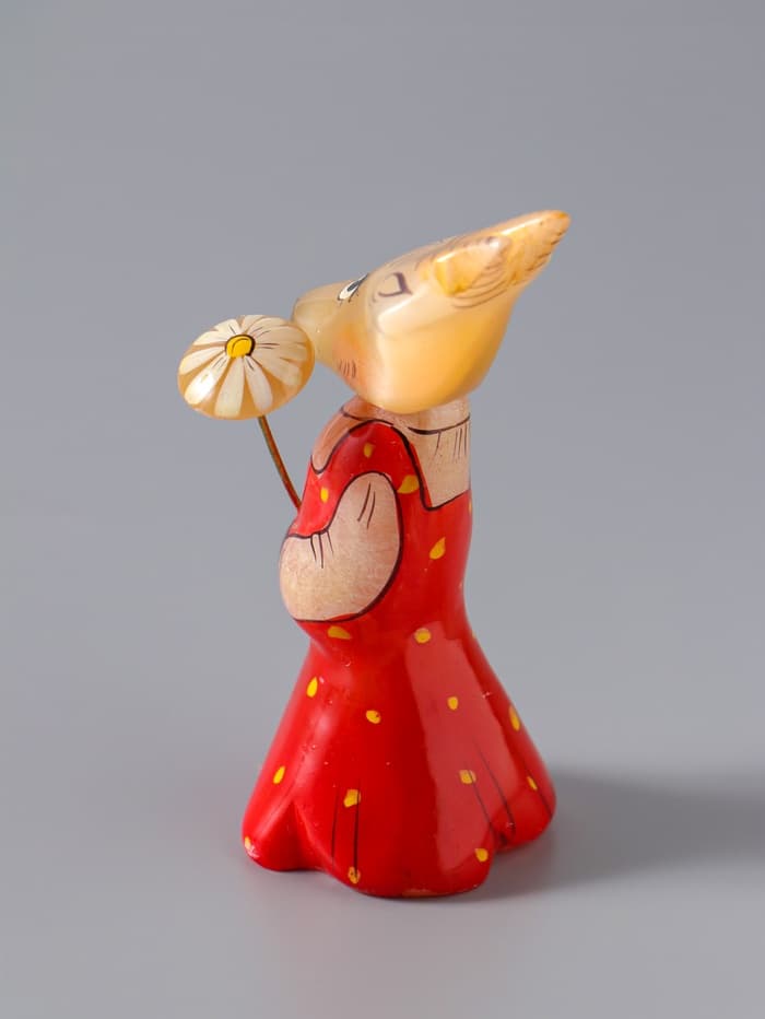 Фигурка «Коза с цветком», 8.5×3.5 см, селенит