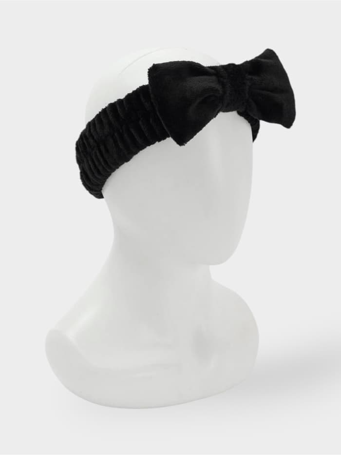 Повязка для умывания Доляна «Бантик», микрофибра, чёрная