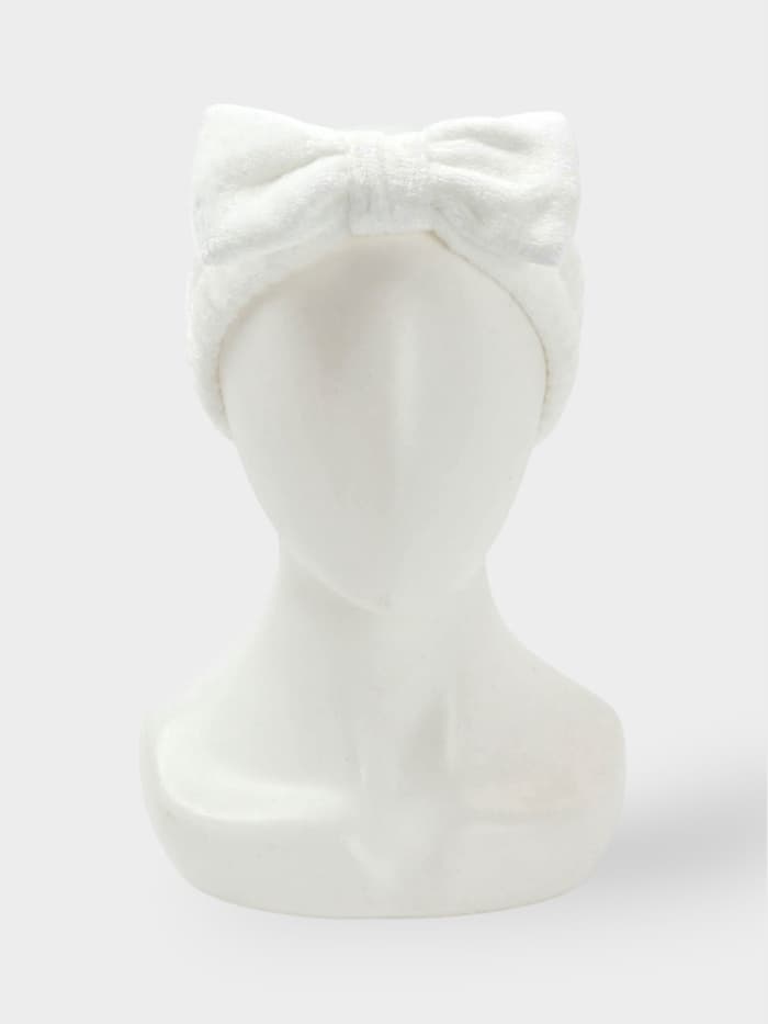 Повязка для умывания Доляна «Бантик», микрофибра, белая