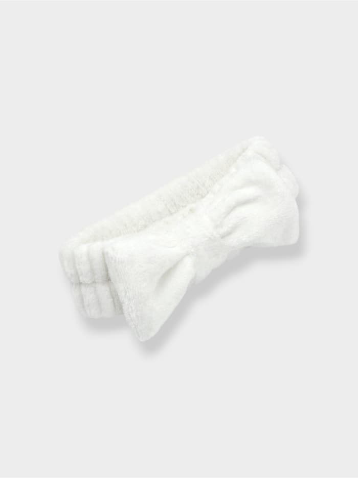 Повязка для умывания Доляна «Бантик», микрофибра, белая