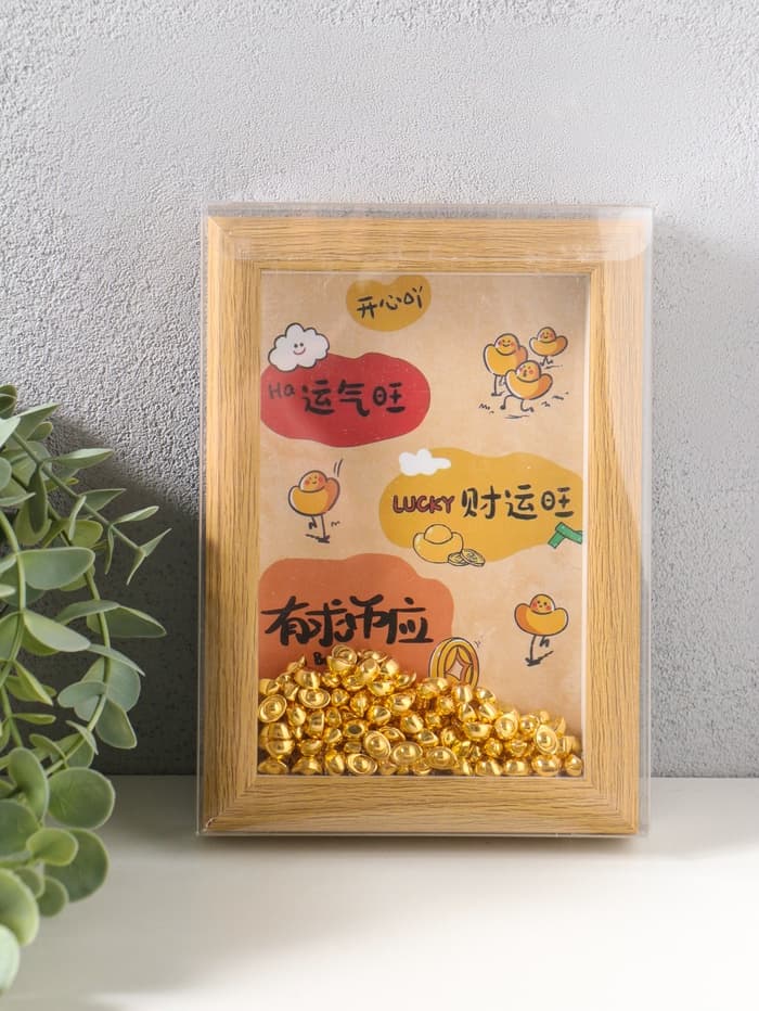 Настенный декор, панно в раме «Золотые слитки: Счастливчик», 3×12.3×17.2 см