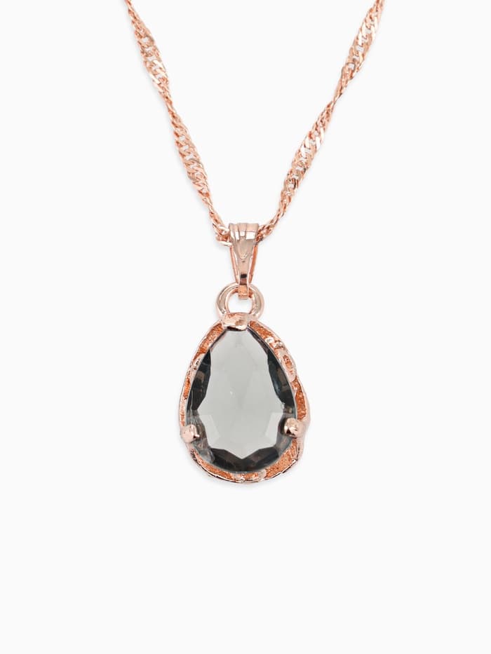 Гарнитур 3 предмета: серьги, кулон, кольцо безразмерное «Эдель», капля, серые в золоте, 45 см