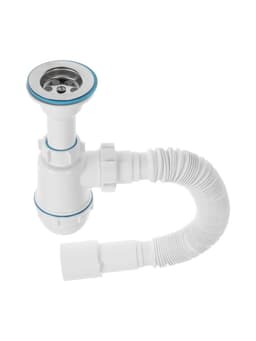 Сифон для мойки ZEIN, 1 1/2’’, с гибкой трубой 40×50 мм, литой выпуск