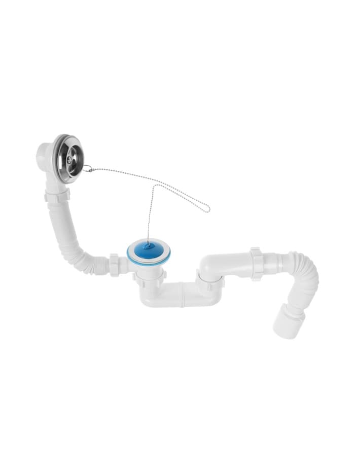 Сифон для ванны ZEIN, 1 1/2’’, с гофротрубой 40×50 мм, литой выпуск, с пробкой