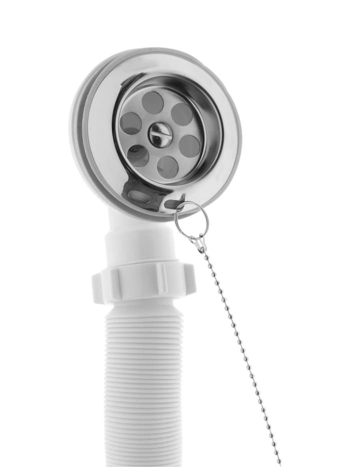 Сифон для ванны ZEIN, 1 1/2’’, с гофротрубой 40×50 мм, литой выпуск, с пробкой