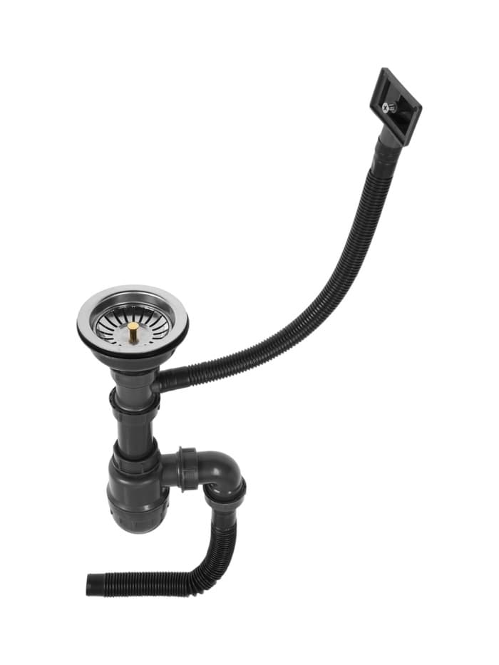 Сифон для мойки ZEIN, 3 1/2’’*40 мм, прямоугольный перелив, с гофротрубой 40/50 мм, серый