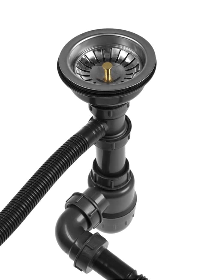 Сифон для мойки ZEIN, 3 1/2’’*40 мм, прямоугольный перелив, с гофротрубой 40/50 мм, серый