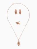 Гарнитур 3 предмета: серьги, кулон, кольцо безразмерное «Эдель», эллипс резной, цвет золото, 45 см