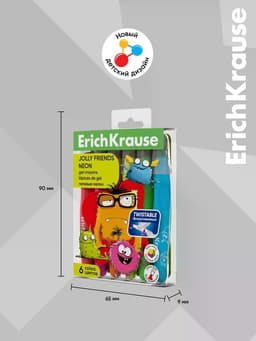 Гелевые мелки для малышей, 6 цветов ErichKrause Jolly Friends Neon