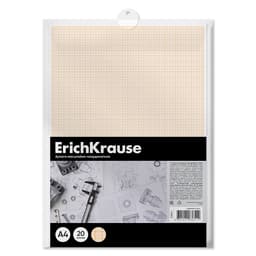 Бумага для черчения А4, 20 листов, ErichKrause, в пластиковой папке