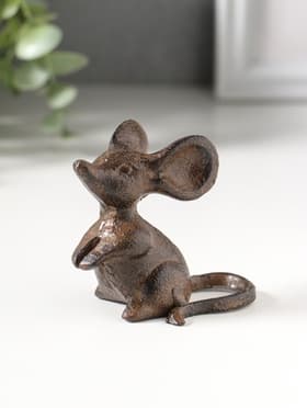 Фигурка чугун «Маленькая мышка», 7×5×6.5 см
