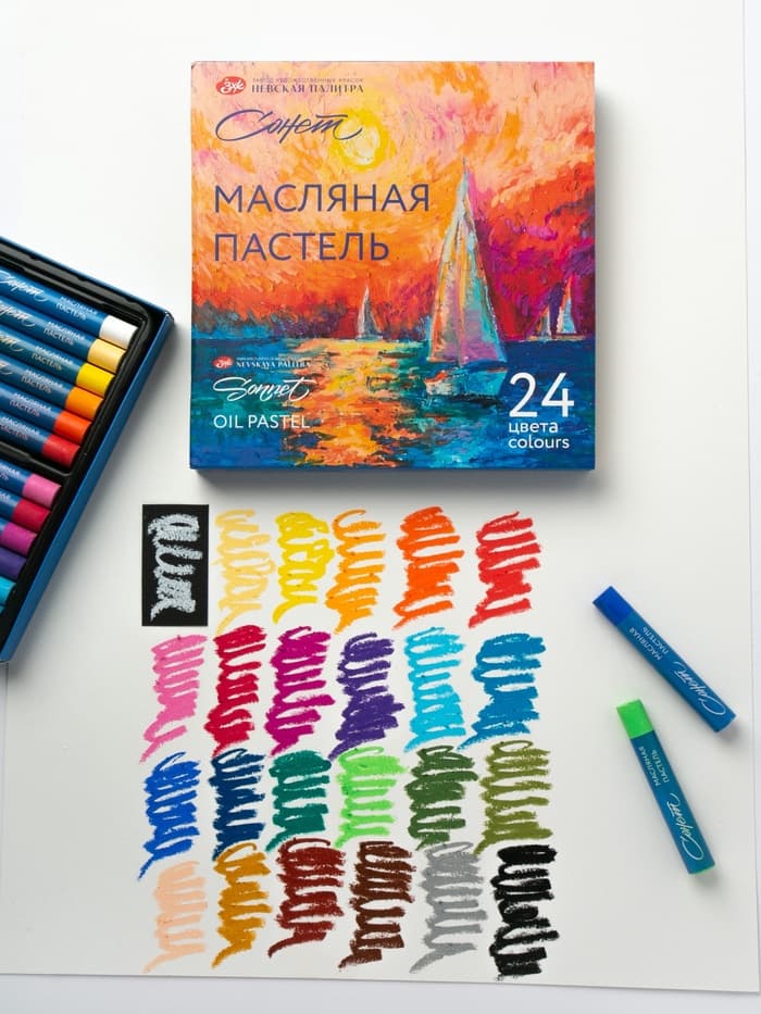 Пастель масляная 24 цветов, ЗХК «Сонет», 10/69, круглая